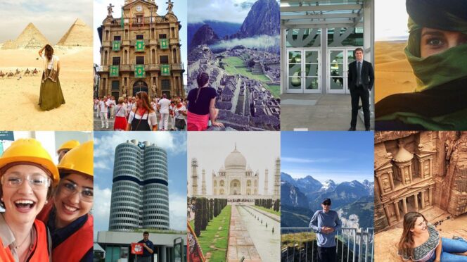 Composite graphic of travel abroad photos