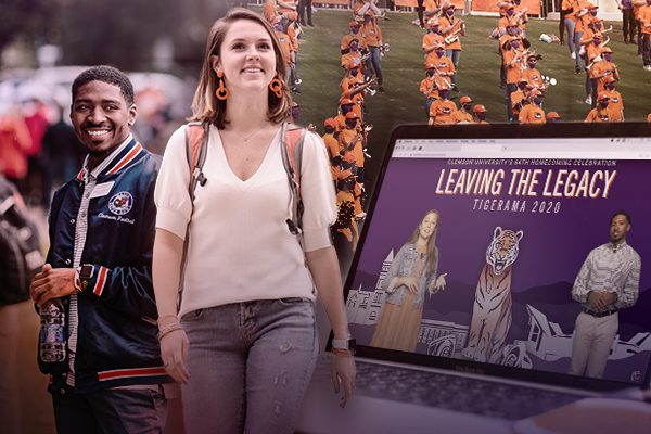 Composite image showing Tiger Band and images representing 2020 virtual Tigerama program