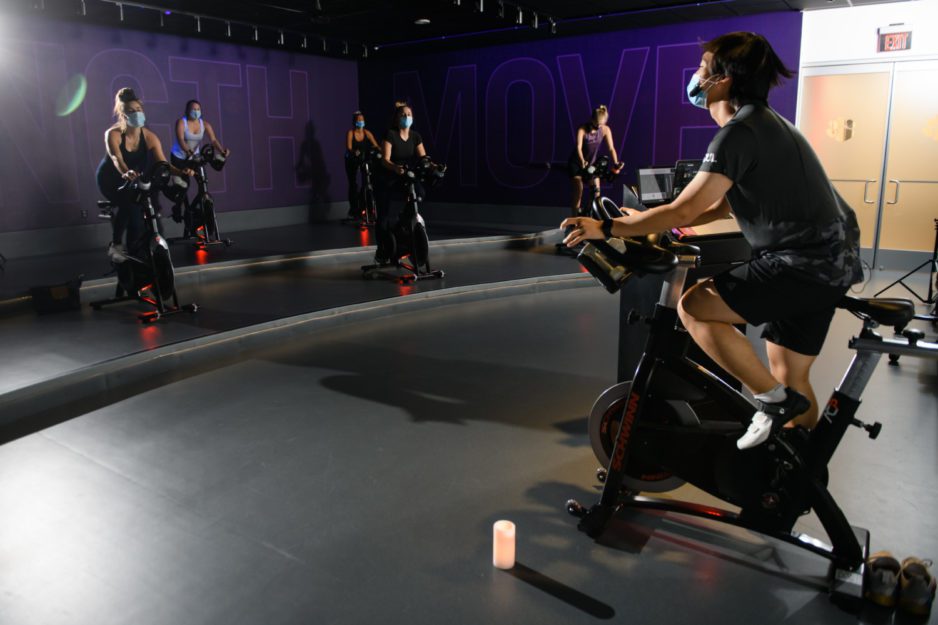 Campus Recreation adjusted cycling and group fitness classes to socially distanced in-person experiences for students in Fall 2020.
