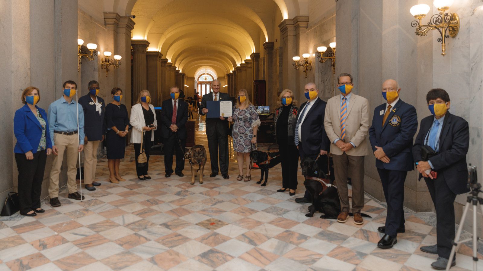 Billy Irwin, his guide dog Verner and Steve Fullerton joined Governor McMaster and leaders of South Carolina’s blind community on October 21 to honor White Cane Day.