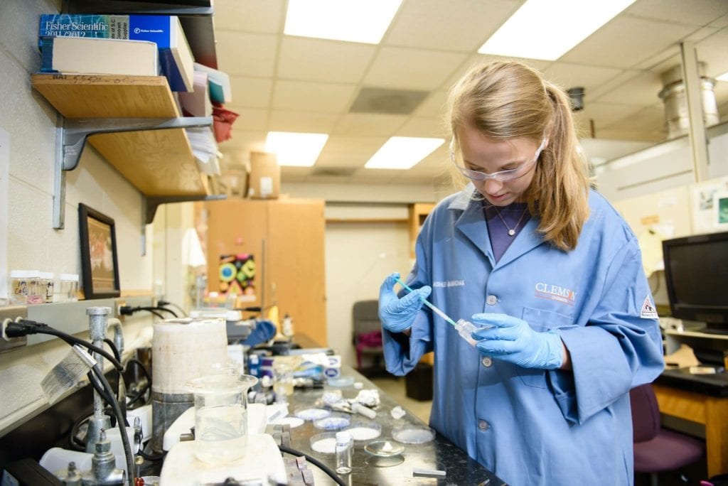 student in Clemson lab