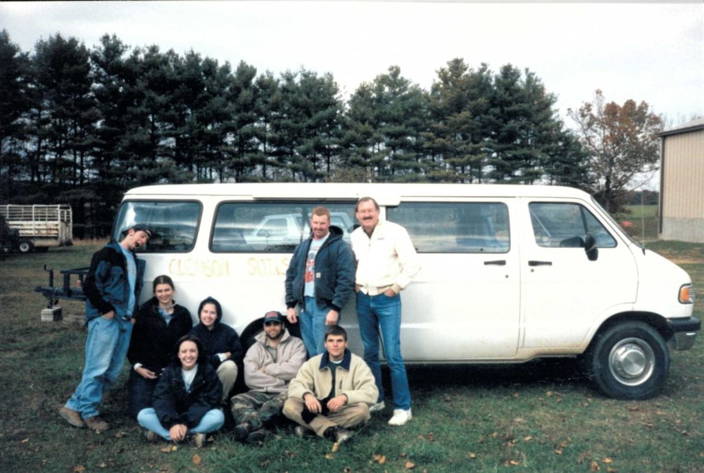 Clemson soil professor Bill Smith and the Clemson soils team travel to the Tennessee Regional Soil Judging Contest in 1998.
