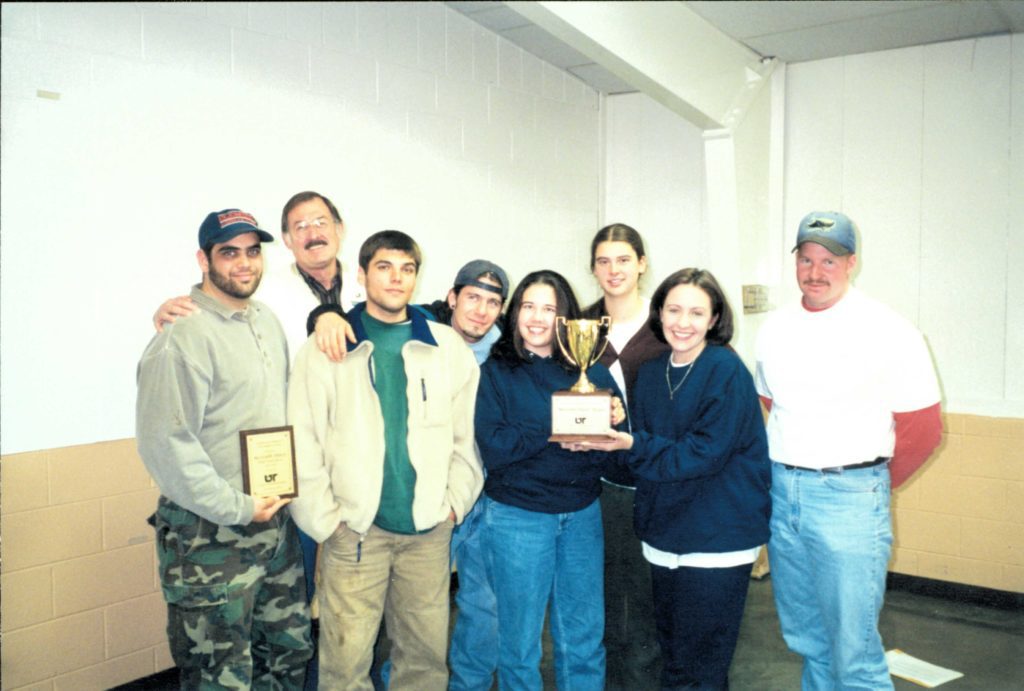 Clemson soils professor Bill Smith and students at the Tennessee Regional Soil Judging Contest in 1998.