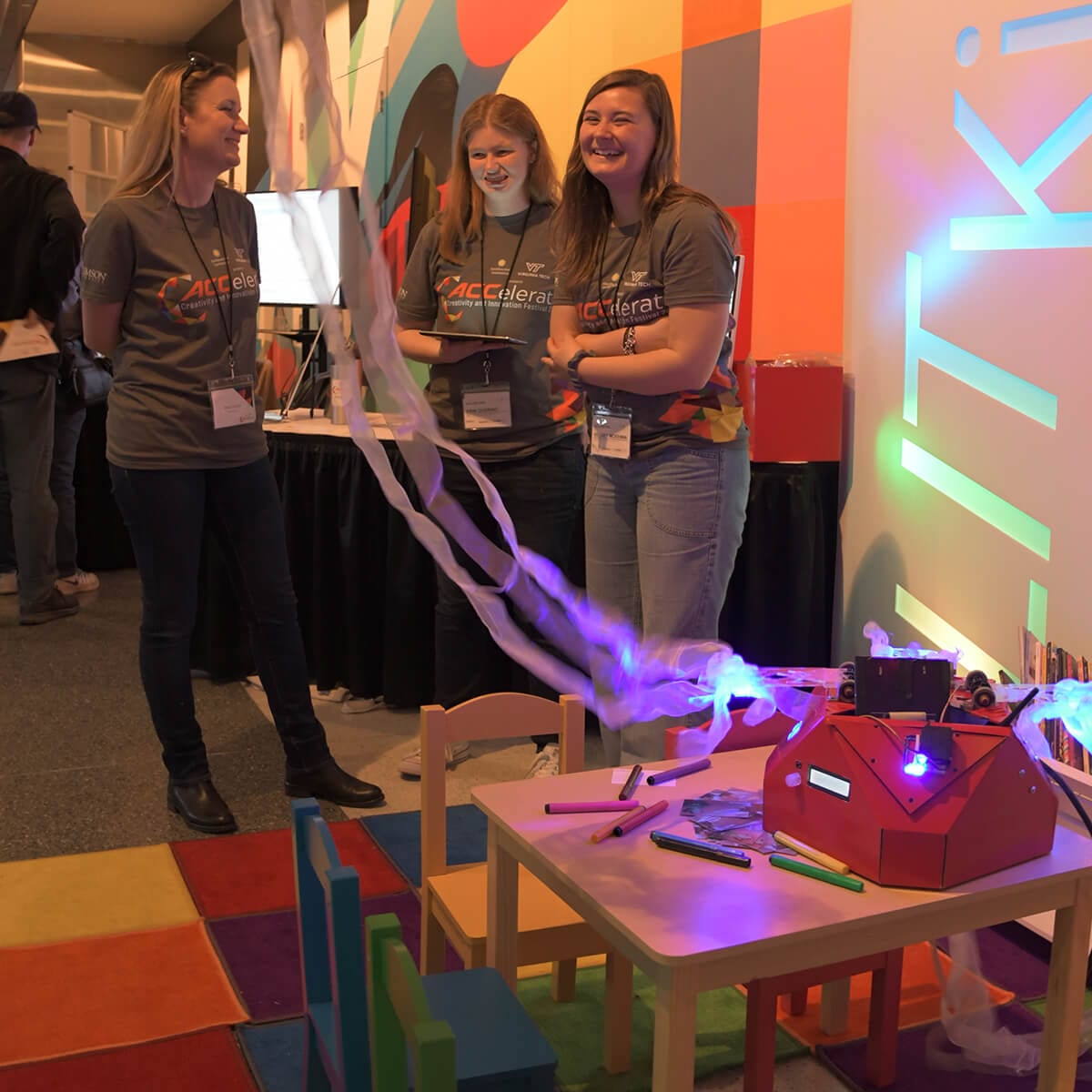 Clemson students providing a display during an innovation festival.