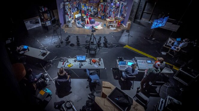 Overhead of a play's tech rehearsal.