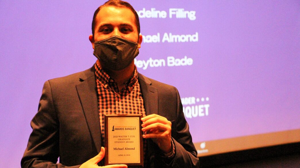 Healthy Campus graduate assistant Michael Almond at the 2021 Clemson Student Leader Awards