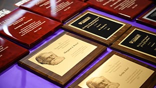 Photo of plaques on a table