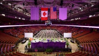 December 2020 graduation crowd at Bon Secours Wellness Arena