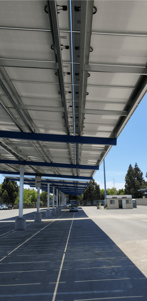Photo of a solar canopy similar to those being installed in the R-6 parking lot.