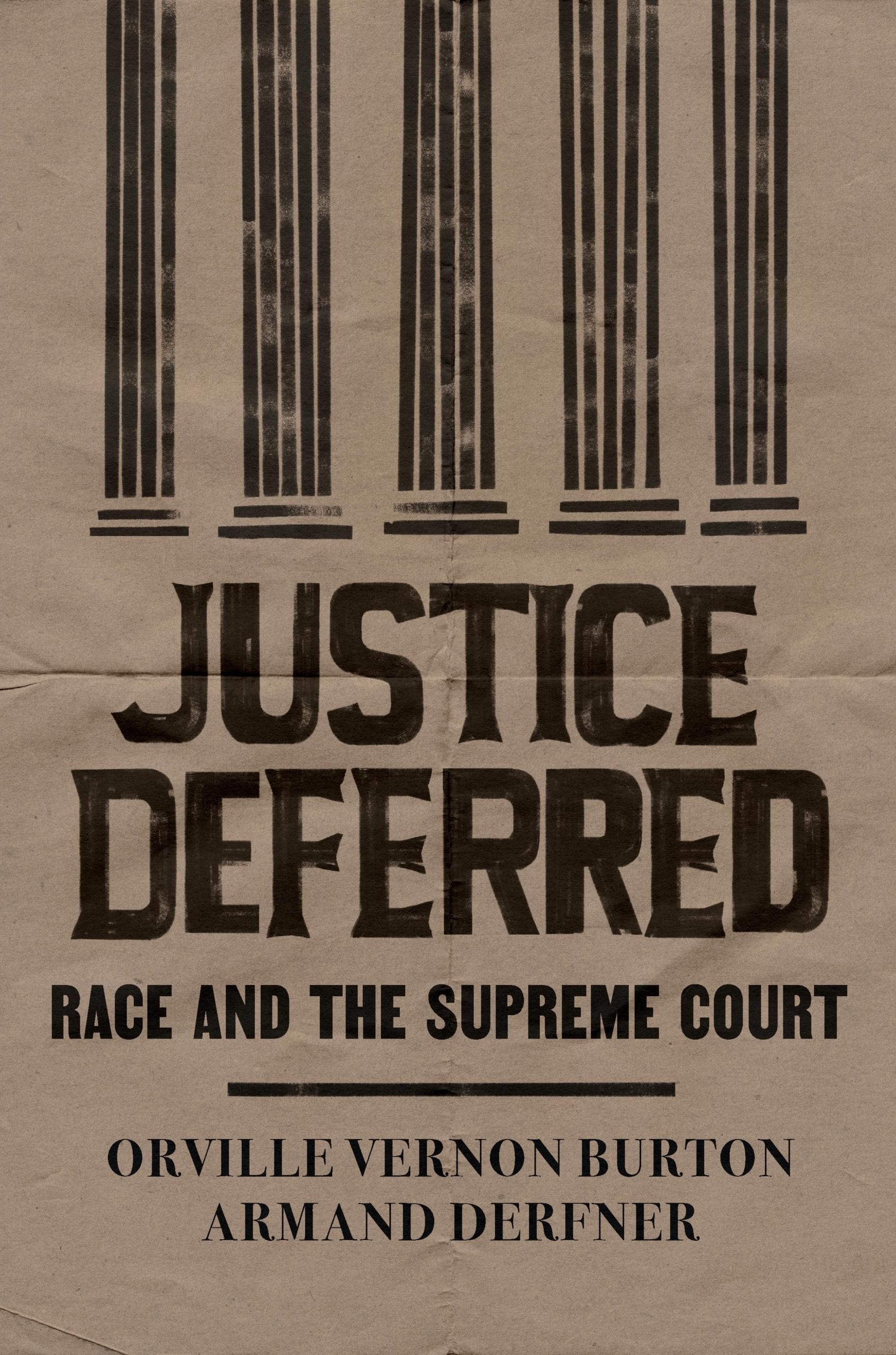 Book cover: Brown paper with JUSTIC DEFERRED: Race and the Supreme Court