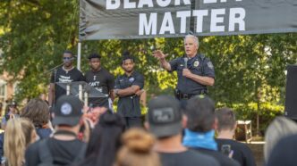 Chief Greg Mullen speaks during a peaceful community demonstration in June 2020