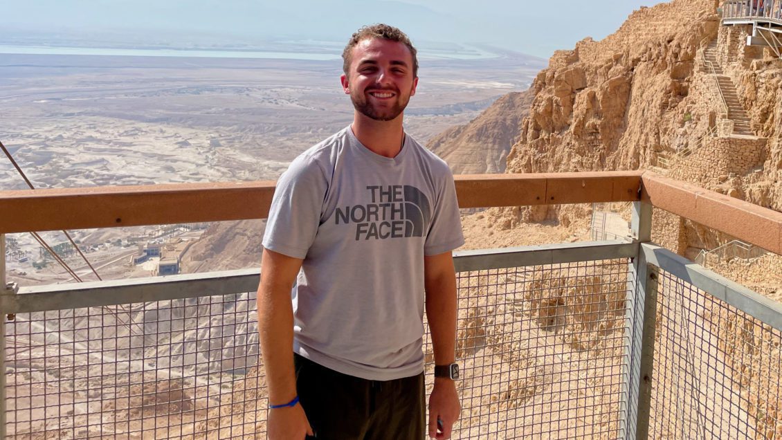 Noah Ashley, a senior in bioengineering, in Israel