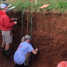 collects soil during the Southeast Regional Collegiate Soils Contest in Knoxville, Tennessee