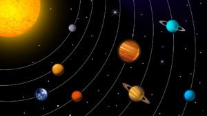 An illustration of the solar system