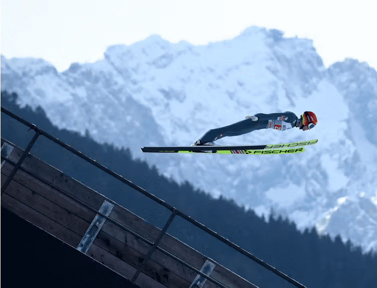 ski jumper in the air