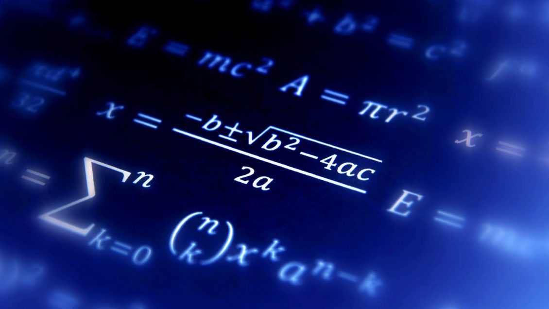Geometry formulas on a blue background