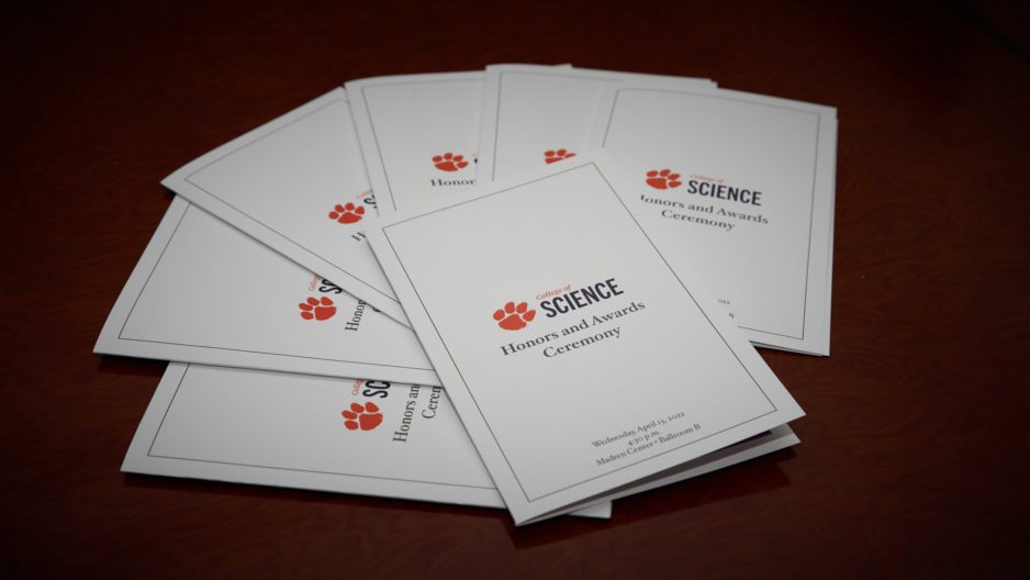 College of Science a stack of 2022 Awards Programs fanned out on a table