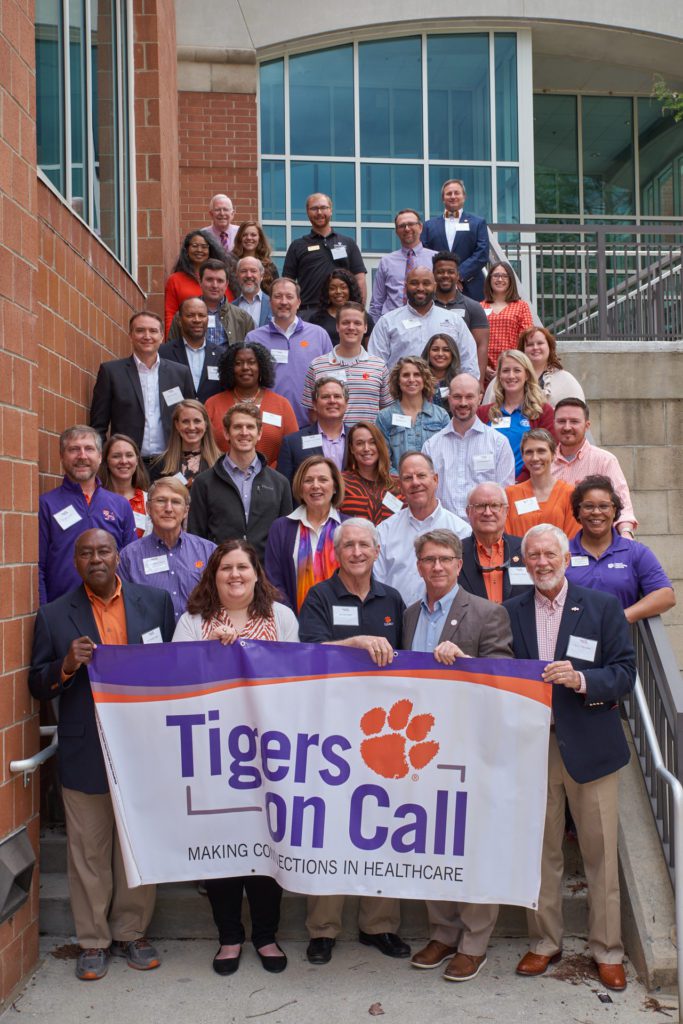 Forty-five Clemson alumni and friends who are health care professionals participated in Tigers on Call on April 8 in Hendrix.