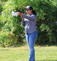 Liliane Silva, Clemson Extension forages specialist and field day coordinator, advises growers to scout fields for diseases and pests. (Right click to open image in new tab)