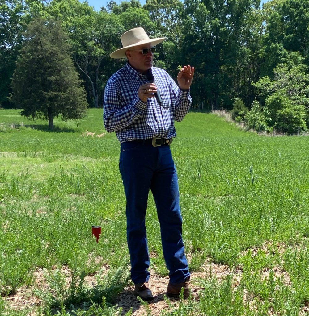 Reed Edwards, co-owner of Foxpipe Farm and field day host, talks about growing lespedeza.