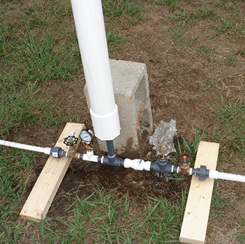 A hydraulic ram pump.
