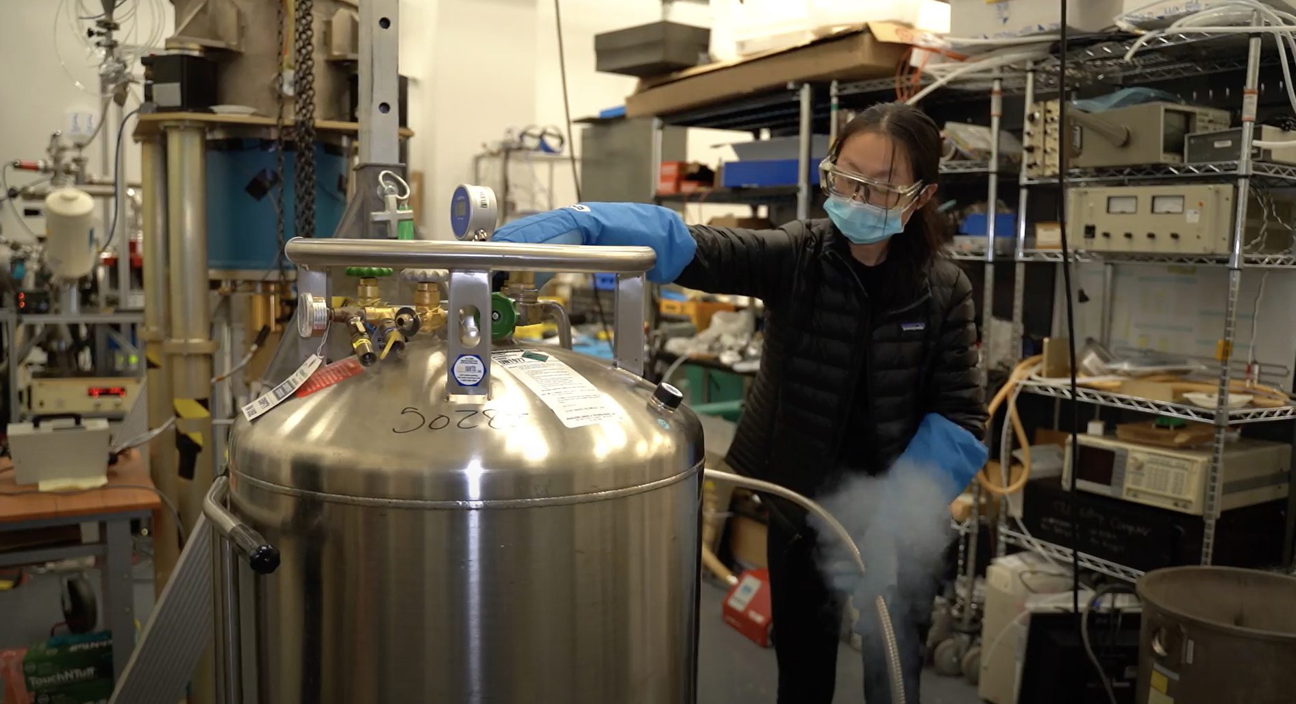 Clemson physics graduate student Yang Yang works with an EBIT machine at the Smithsonian Astrophysics Observatory