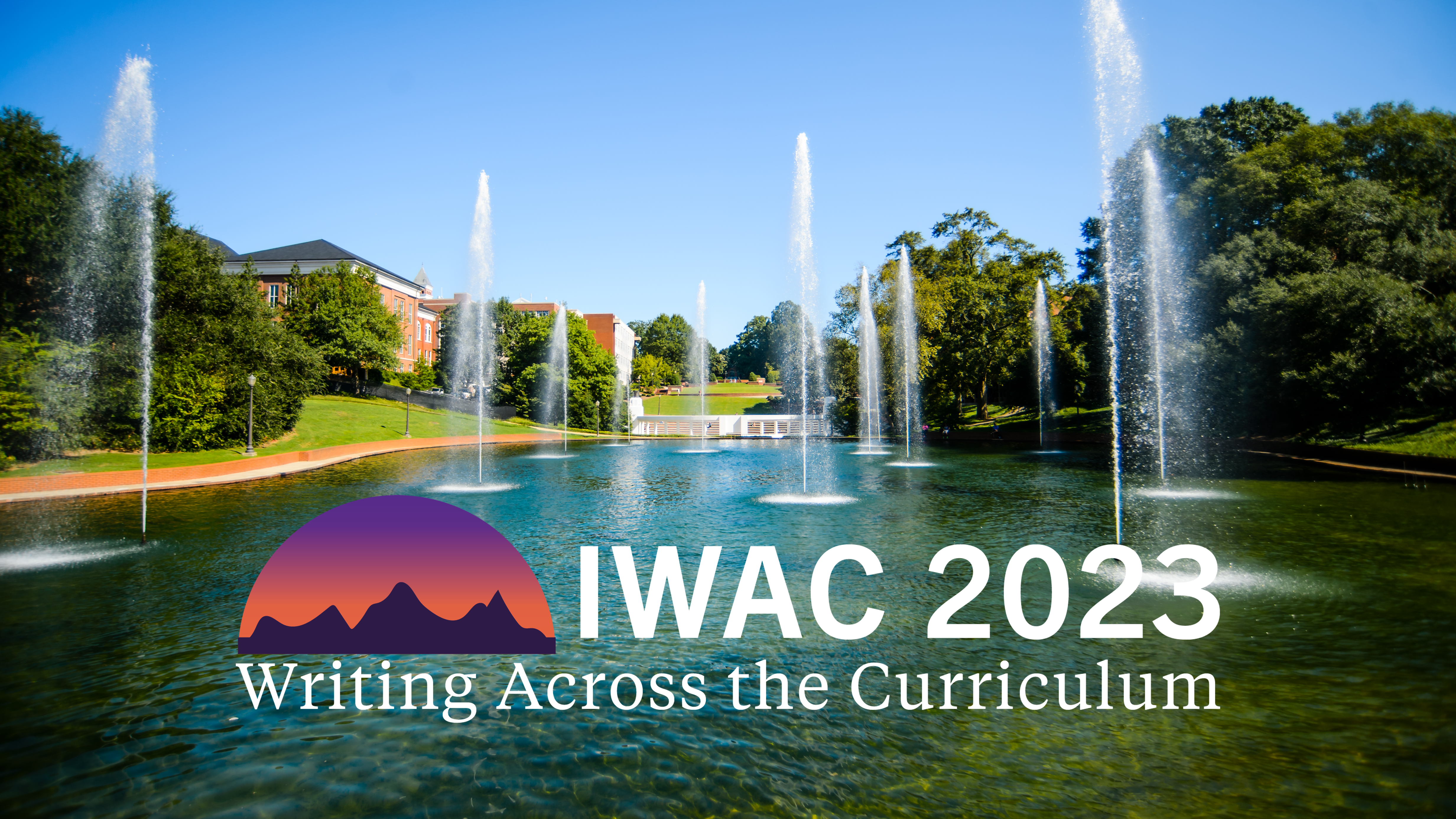 International Writing Across the Curriculum logo superimposed over an image of the reflecting pool on Clemson's campus