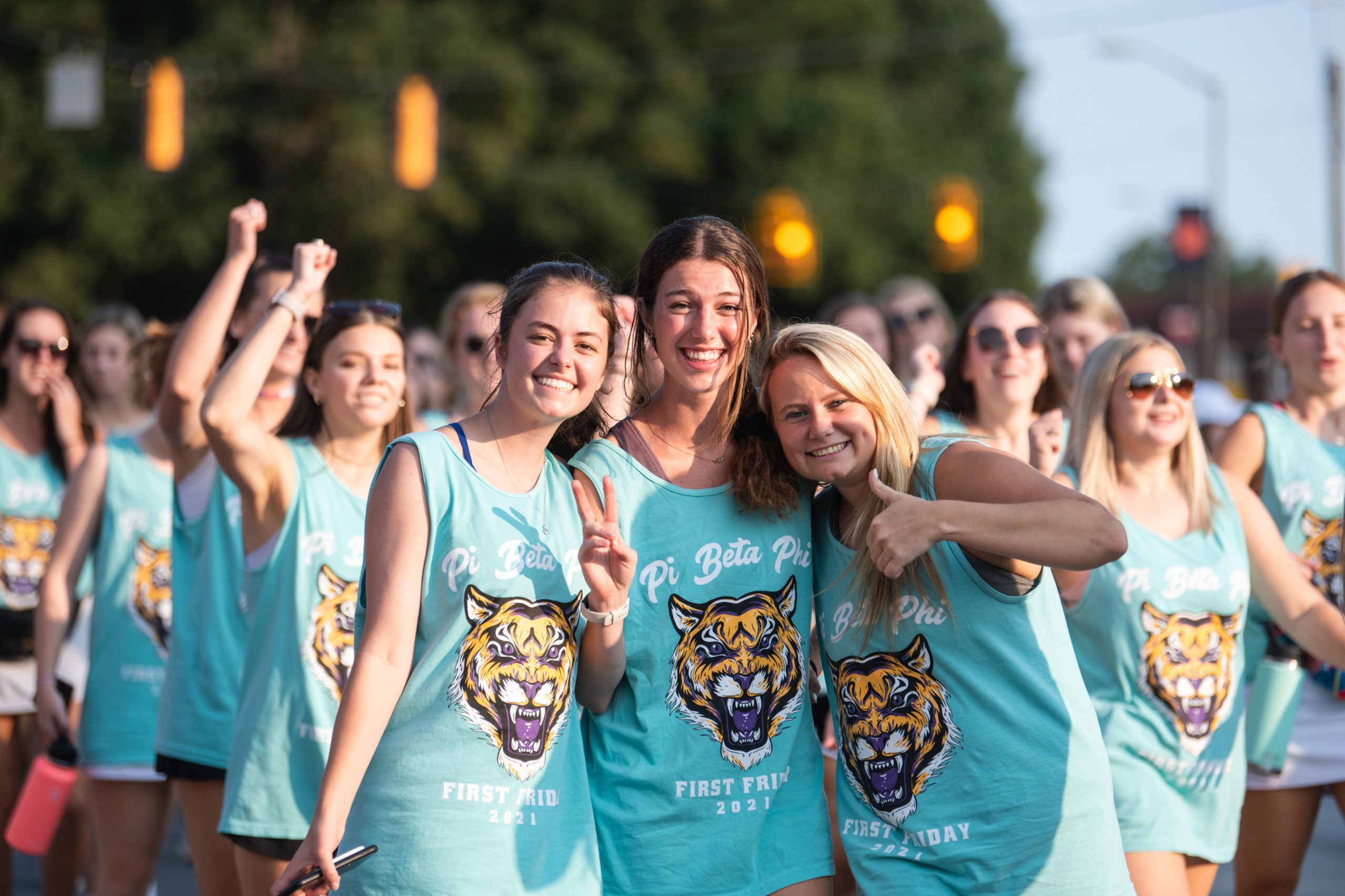 Sorority members enjoy the 2021 First Friday Parade in Clemson