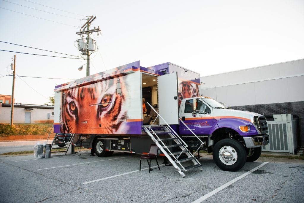 One of Clemson's seven, Tiger-branded mobile health units