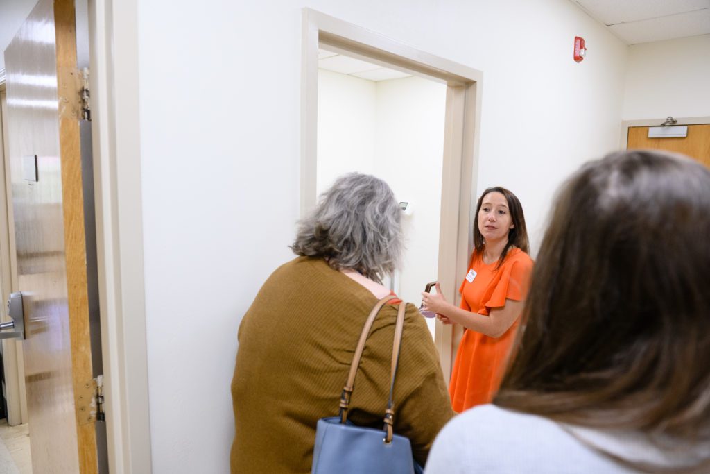 Tours of Clemson Rural Health's new health clinic at introduced the facility to the Walhalla community with tours during a grand-opening event in September 2022. A Clemson nurse speaks to a woman taking a tour. 