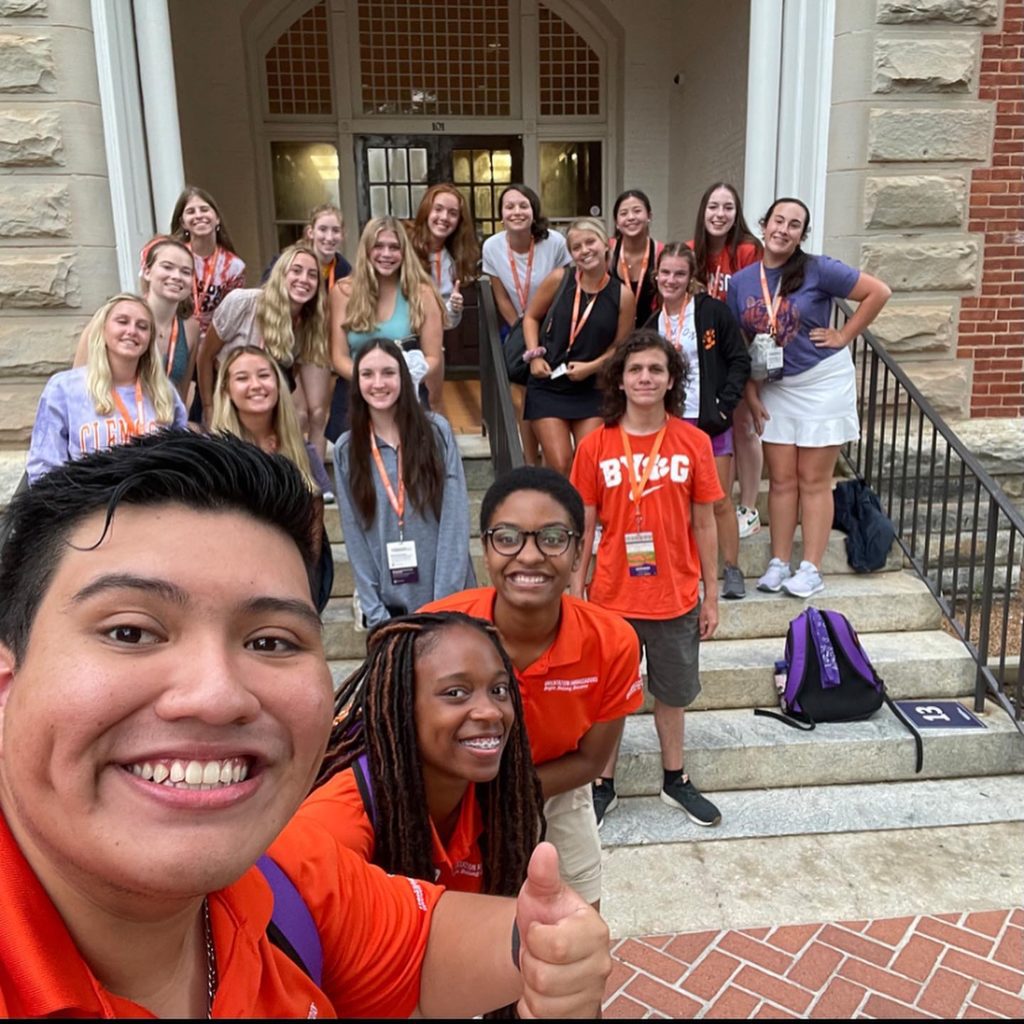 Orientation Ambassadors with first-year students