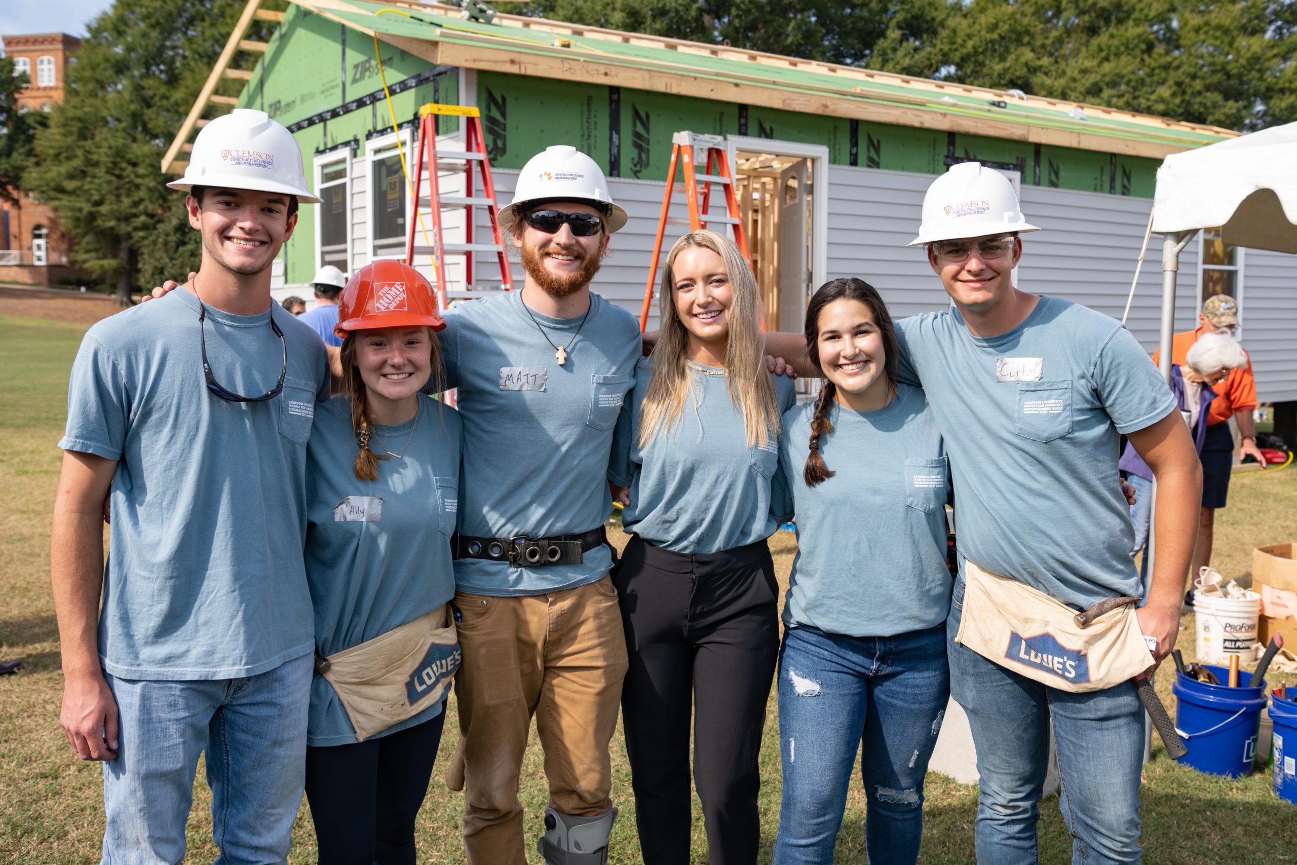 Students volunteer during the 2021 Habitat for Humanity build on Bowman Field