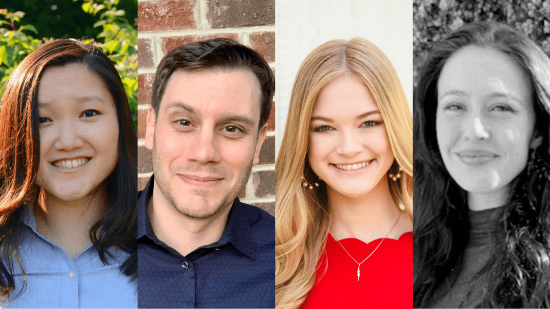 Headshots of Su Cho, Anthony Correale, Emma Grace Connelly and Gabrielle Wilkosz smiling.