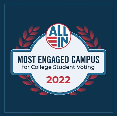 ALL IN Democracy Challenge 2022 logo, for College Student Voting recognition