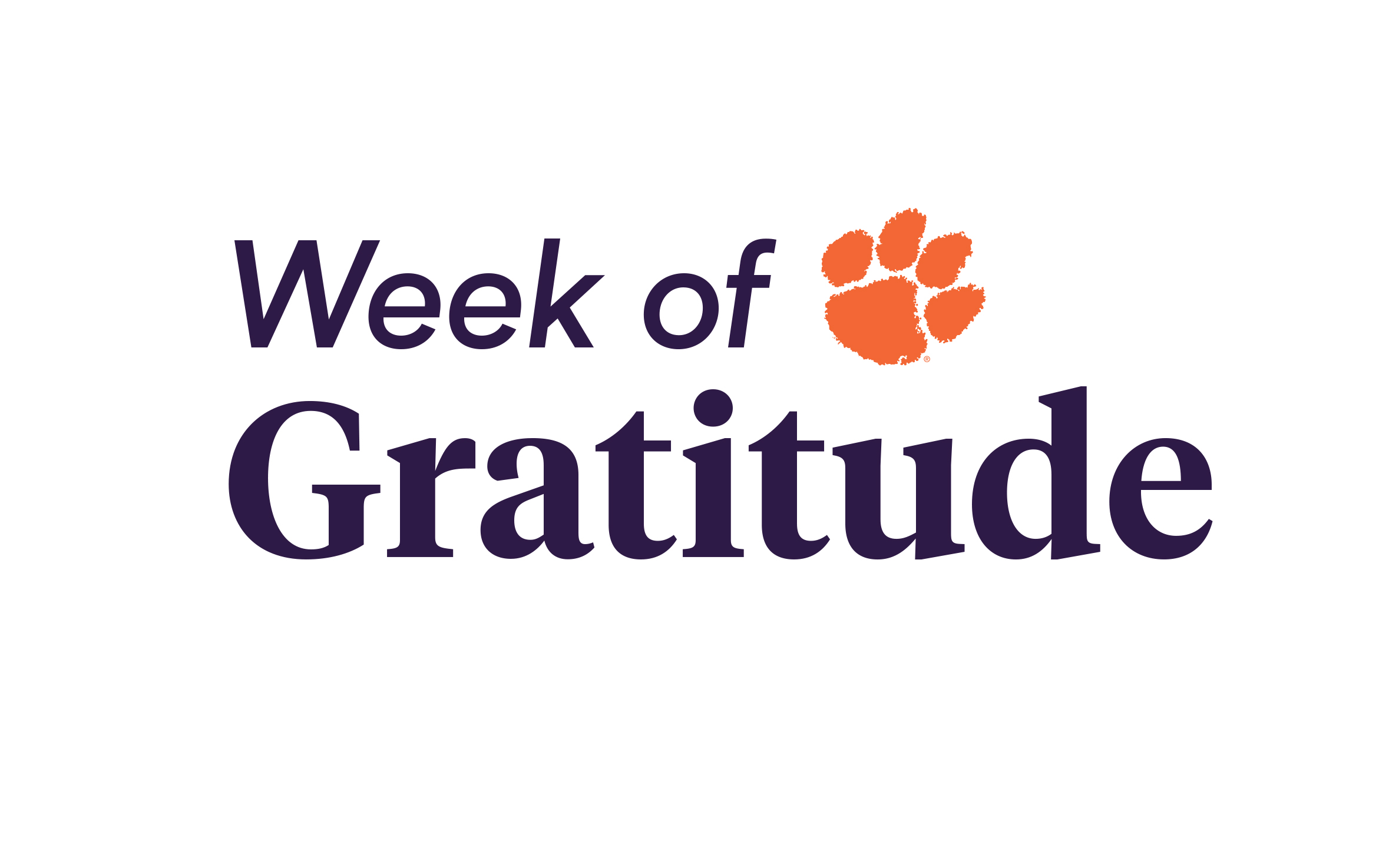 A graphic that reads week of gratitude, along with a tiger paw icon