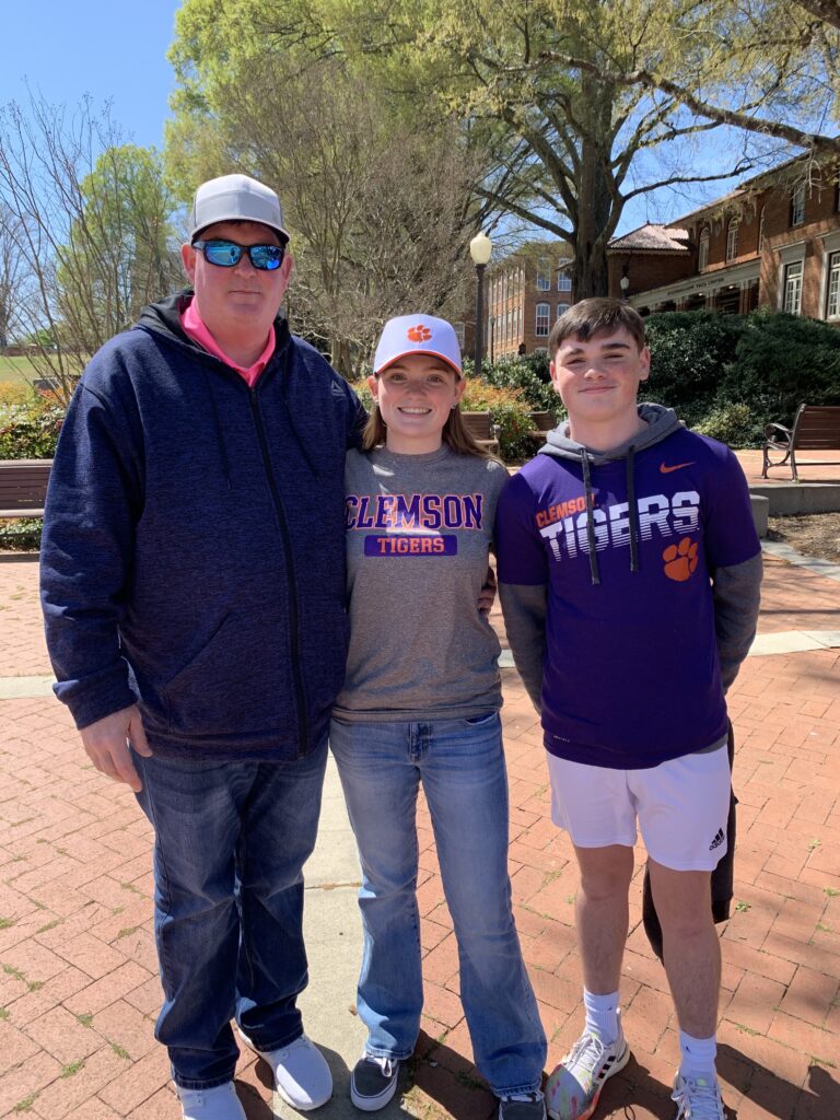 Addison Langston and family on Clemson's campus