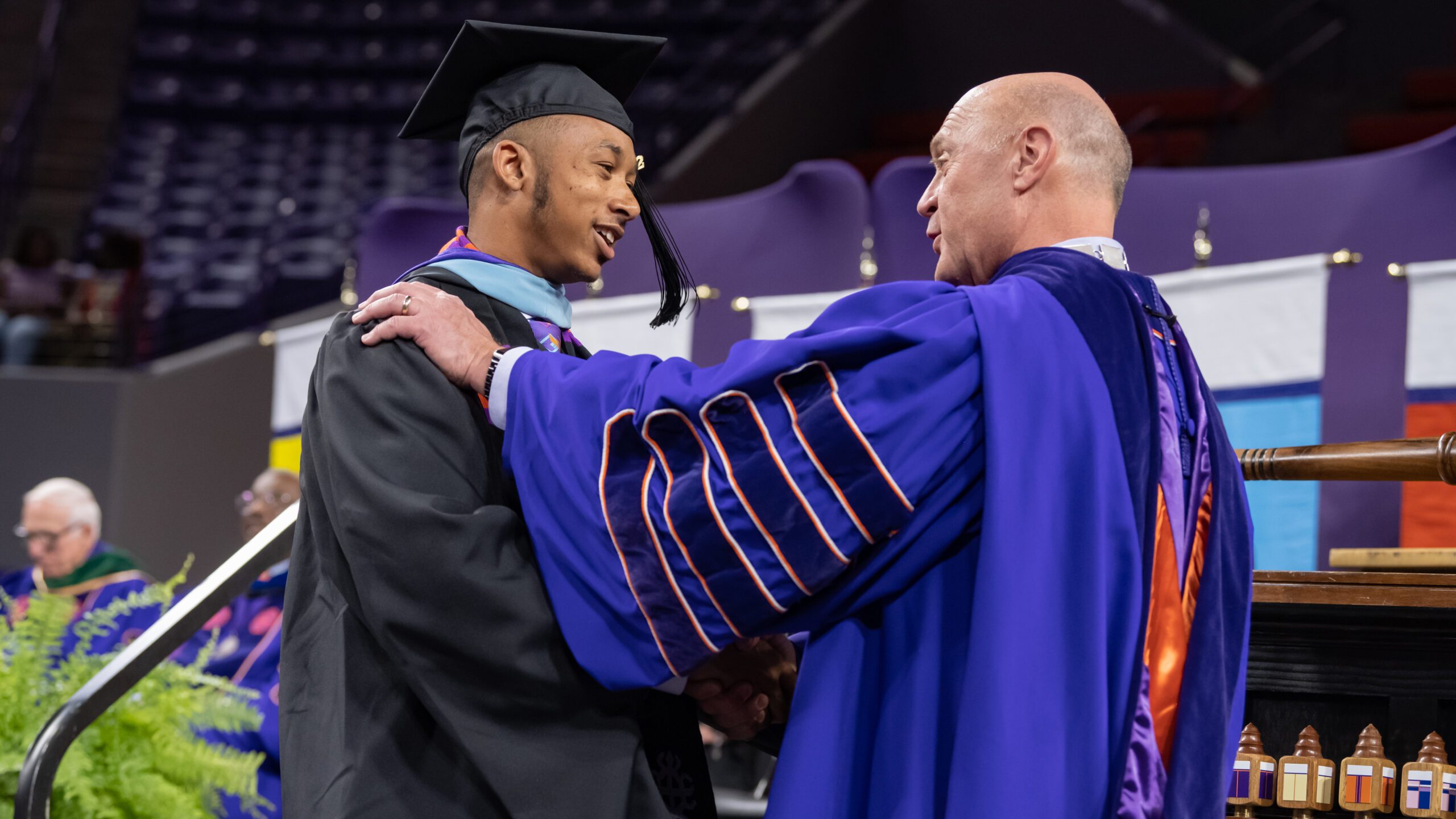 Chris Spellman with Clemson University President Jim Clements at graduation in May 2022