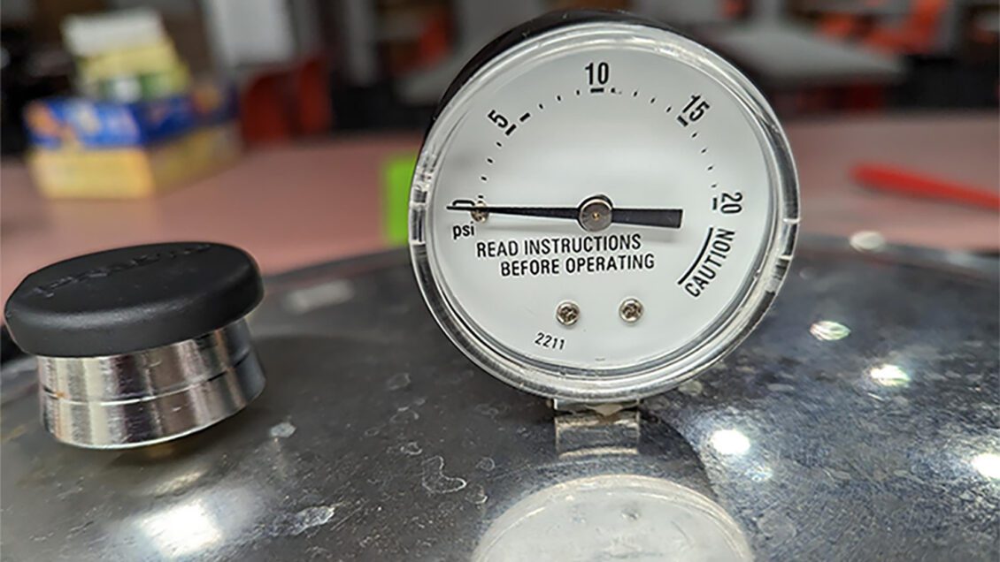 Contact the local Clemson Extension office to have pressure canning dial gauges checked before the canning season starts.