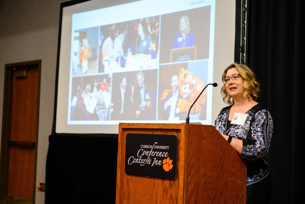 Misty Stewart speaks at the fourth annual Degree Recognition Luncheon.