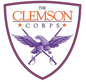 Logo of Eagle with crossed rifles to indicate the American Corps and Military Heritage at Clemson University.