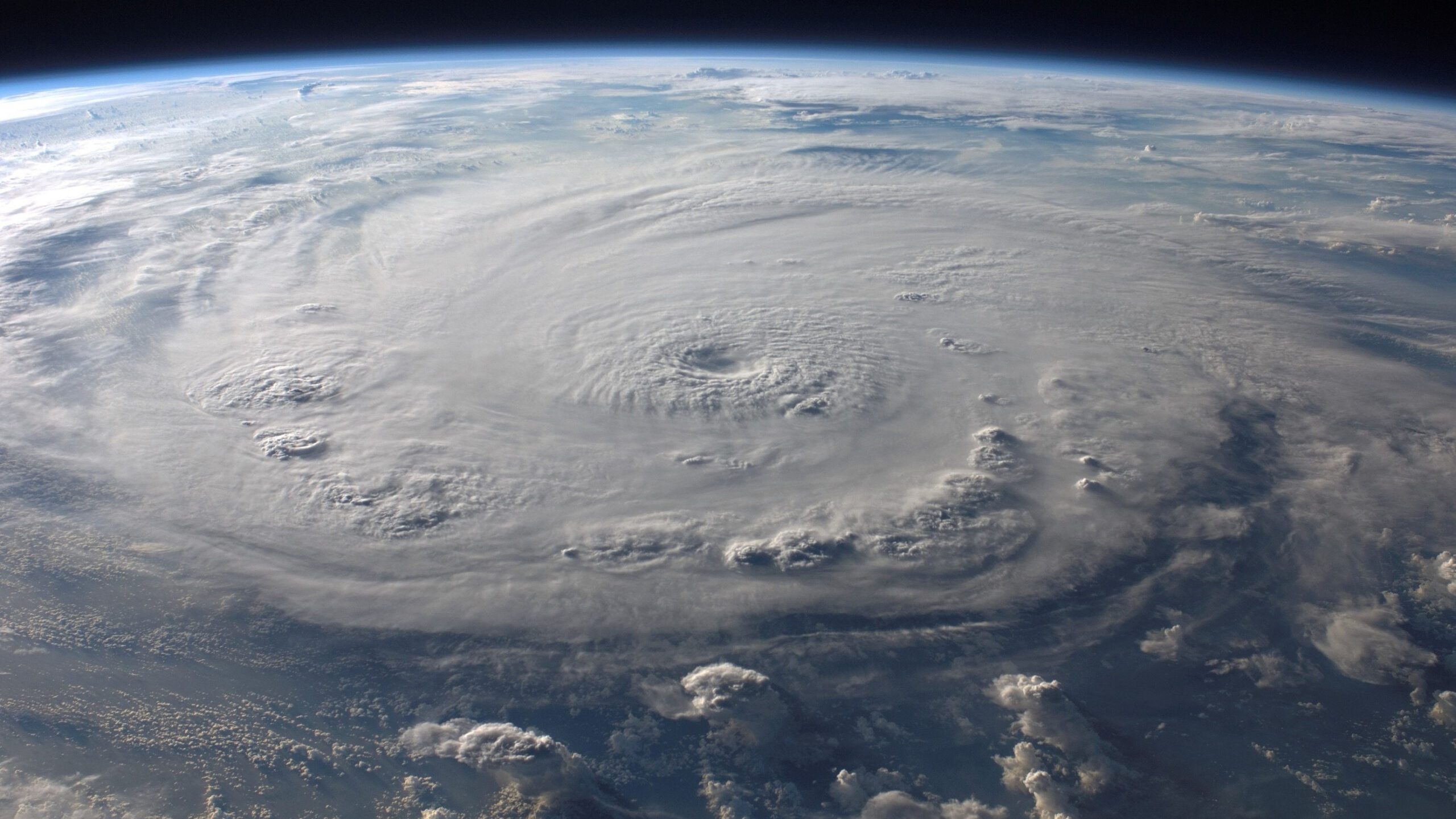 A hurricane as seen from space.