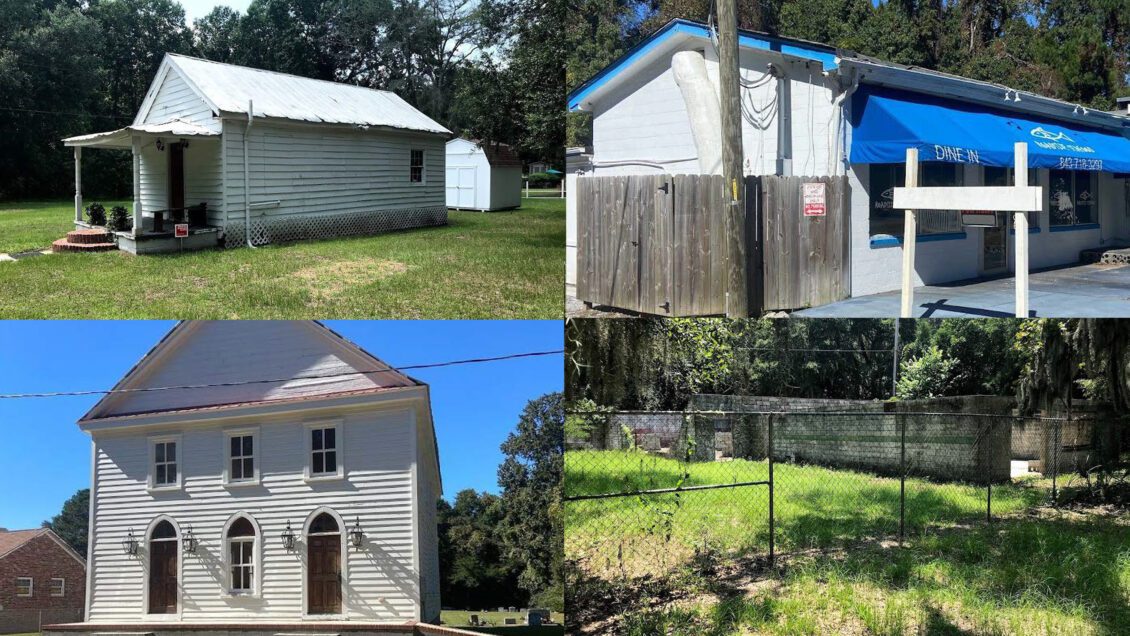 Four images of buildings on Johns Island in South Carolina