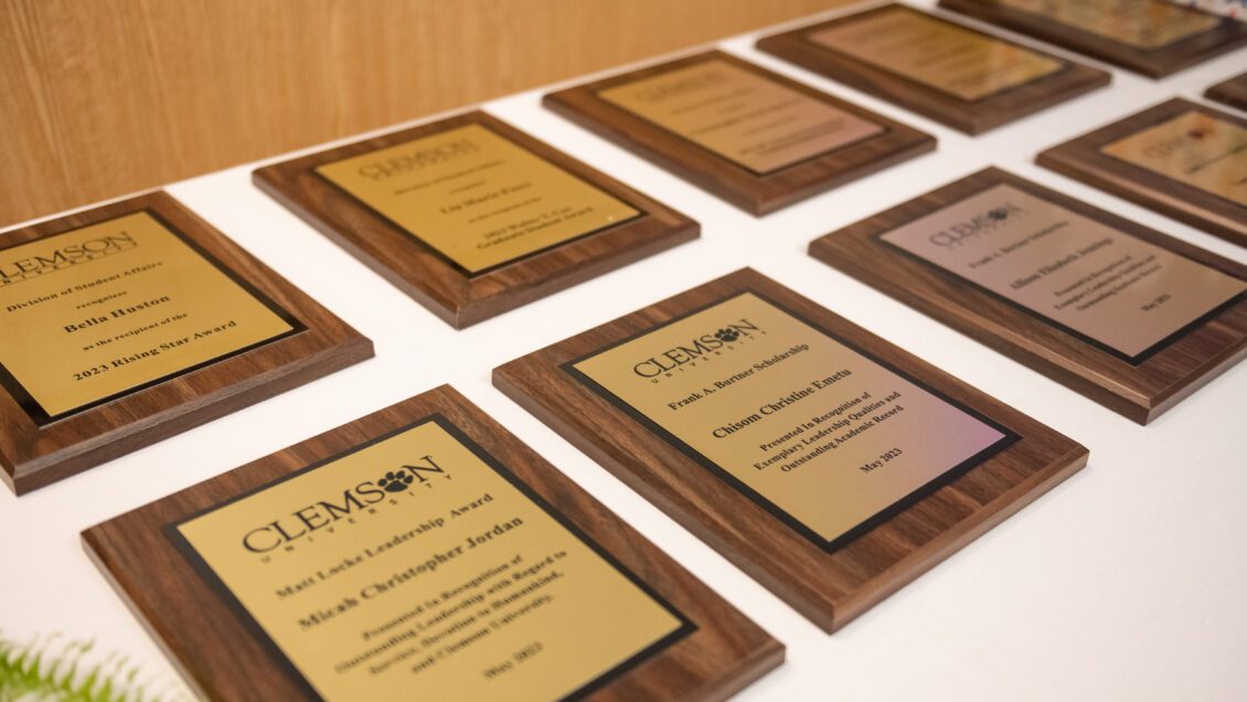 Display plaques for 2023 Division of Student Affairs student award recipients