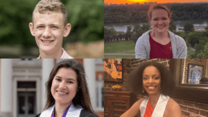2023 Fulbright scholarship recipients (clockwise) Carter Janse, Molly Sutton, Kendra Gordillo and Alianna Cezzane Pearson