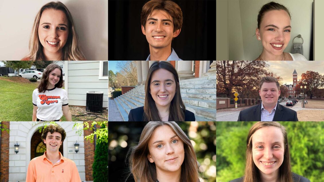 A collage of student pictures - in order by row (left to right): Carleigh Coffin, Gabe Cutter, Arabella Hunter, Anna Logan McClendon, Amanda Murray, Jacob Russell Seiter, Grant Wilkins, Ronnie Clevenstine and Chelse VanAtter.