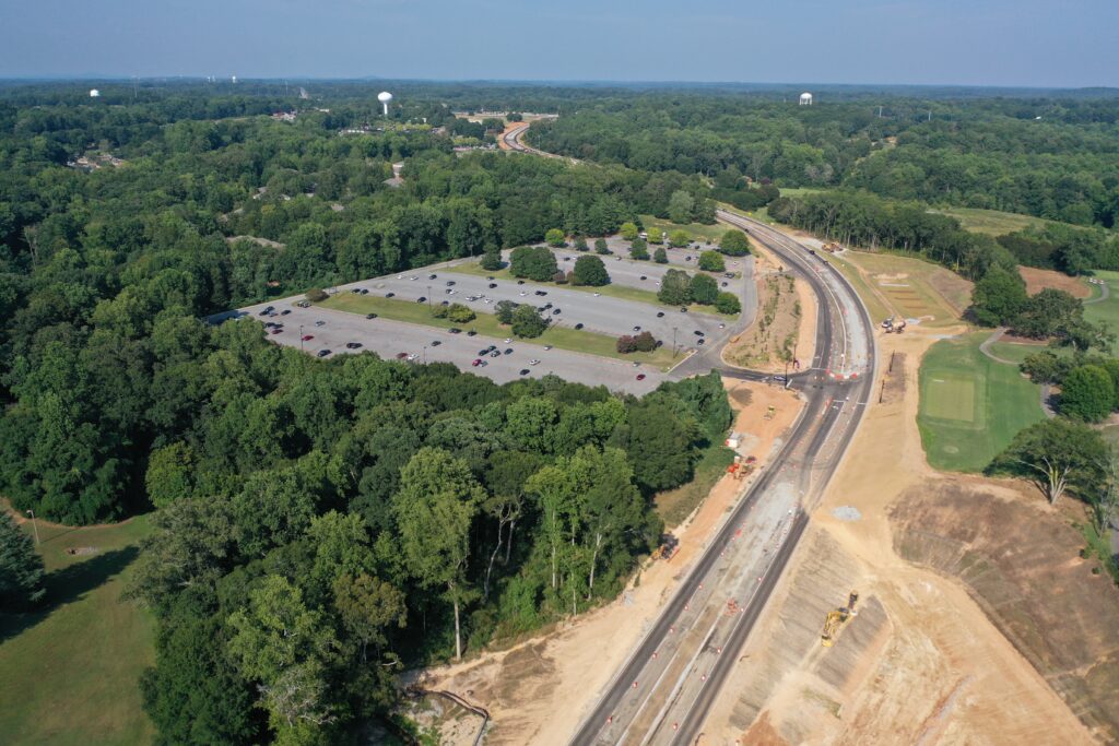 Aerial view of Perimeter Road at the C-1 lot