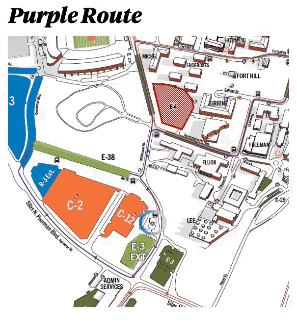 Purple Route map; see image description for details