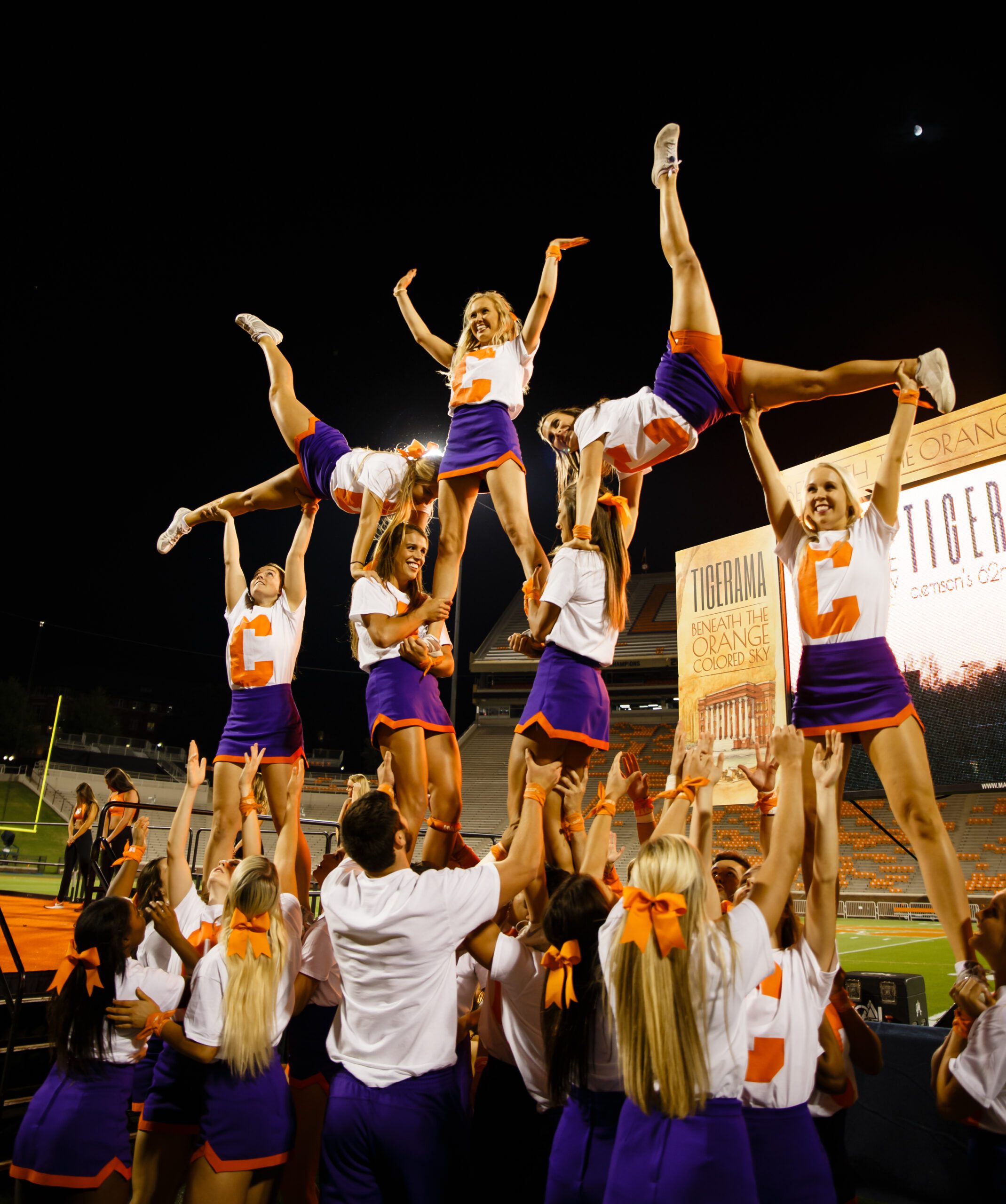 Cheerleaders perform during Tigerama