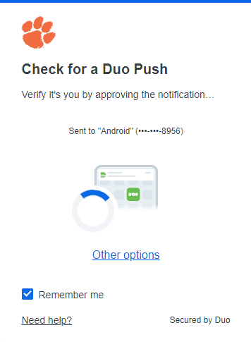 Screenshot of a new DUO Mobile Universal Prompt