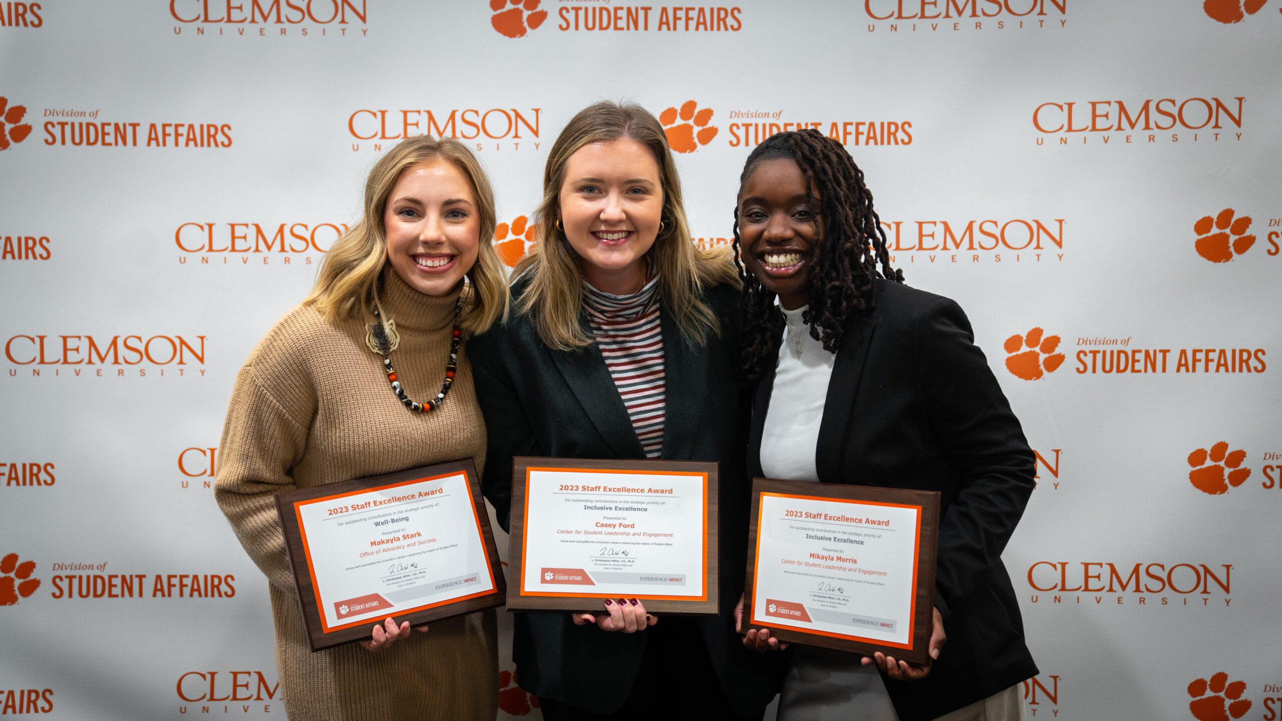 Makayla Stark, Casey Ford and Mikayla Morris at the 2023 Student Affairs Winter Social